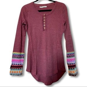 Maurices | Plum long sleeve w/ embroidery detail